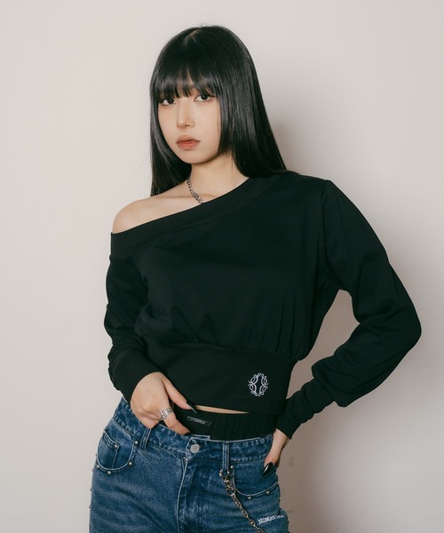 トレーナー スウェット One shoulder sweatshirt「WOMEN」 レディース