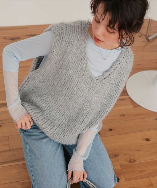 titivate（ティティベイト） ベスト ジレ ローゲージニットベスト