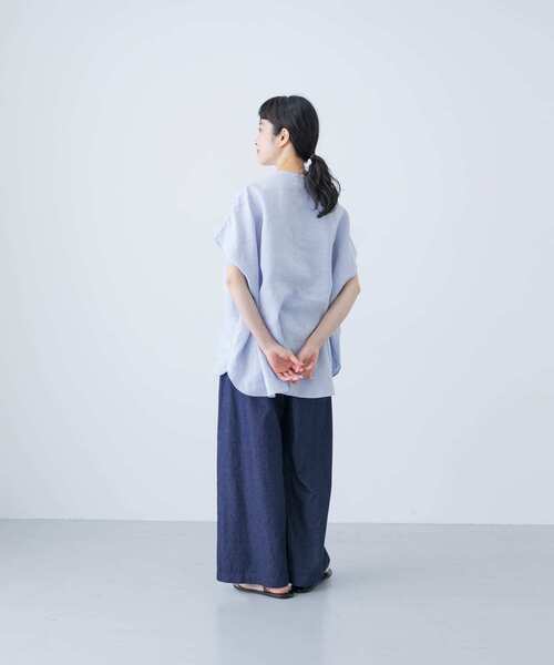かぐれ ブラウス シャツ リネンWポケットフレンチシャツ