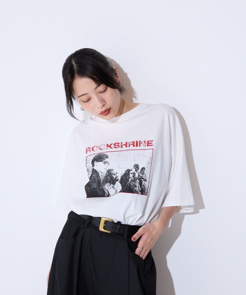 USA チェック　Tシャツ　レディース　ヴィンテージ レディース] 1980s ヴィンテージ バイク プリントTシャツ