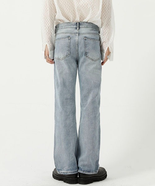 「WESTBOY」 加工ブーツカットデニムパンツ S グレー メンズ