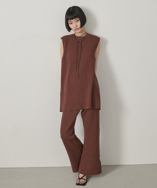 AIC. パンツ ミニループスリットニットフレアパンツ/セットアップ可能