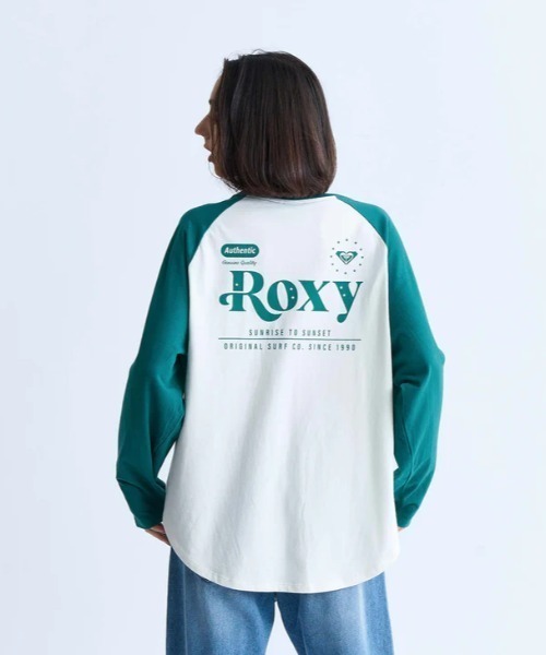 「ROXY」 長袖カットソー LARGE グリーン レディース