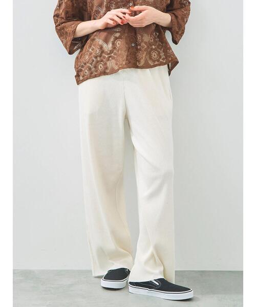 Samansa Mos2 パンツ セルフカットリブパンツ レディース