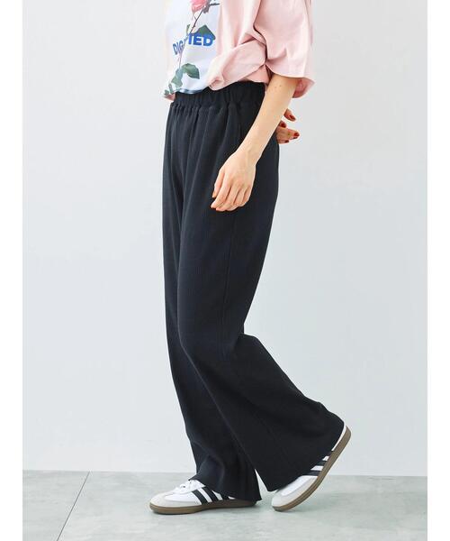 Samansa Mos2 パンツ セルフカットリブパンツ レディース