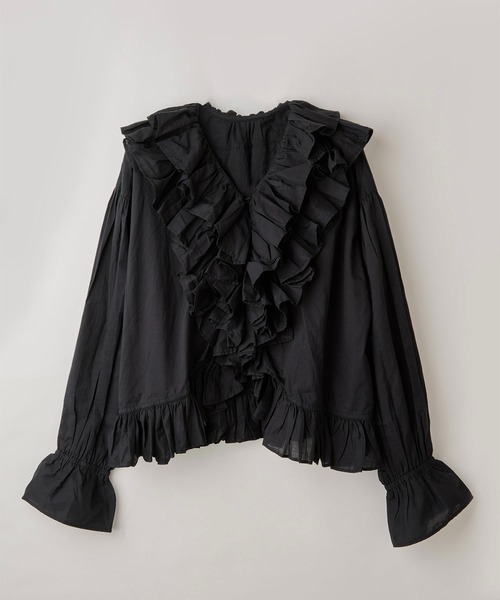crinkle ブラウス シャツ 「crinkle crinkle」frill poncho L/S