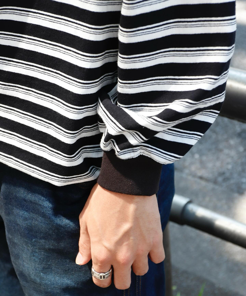 is-ness（イズネス） tシャツ BALLOON STRIPES LONG SLEEVE T-SH