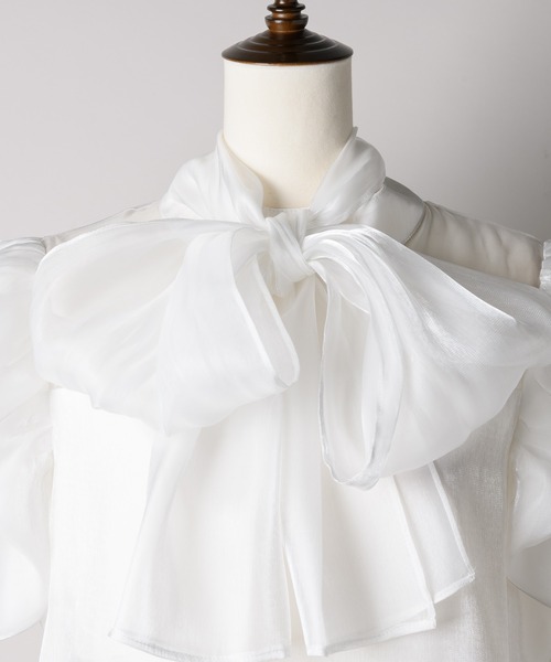 「VIOLETTA」 半袖ブラウス FREE グレイッシュブルー レディース_画像8