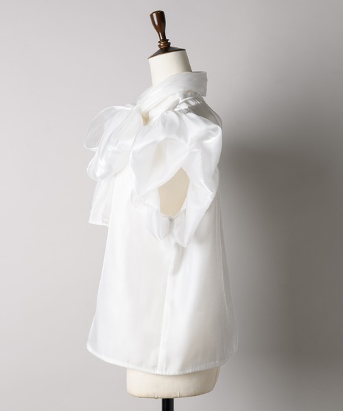 「VIOLETTA」 半袖ブラウス FREE グレイッシュブルー レディース_画像9