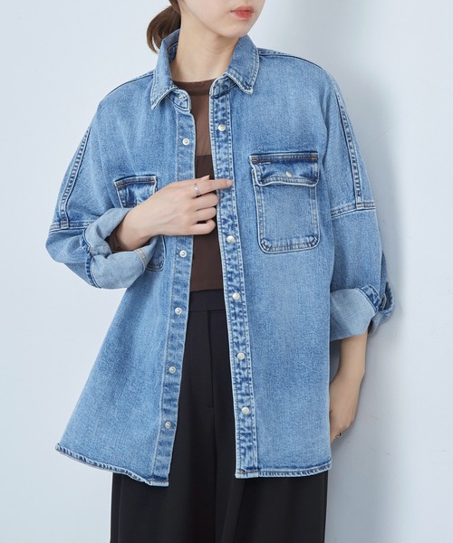 レッドカード アパルトモン 別注 デニム シャツ 長袖 ライトブルー Nelly Whim Gazette(ウィム ガゼット)の【RED CARD TOKYO】Nelly デニム