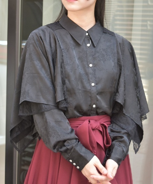 axes femme（アクシーズ ファム） ブラウス シャツ ケープ風フレアジャ