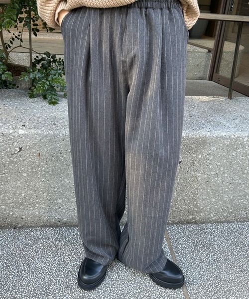 Kolor ダークグレー ストライプ スラックス B.R.U スラックス レイヤード見えストライプスラックス メンズ