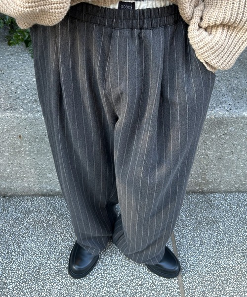 B.R.U スラックス レイヤード見えストライプスラックス メンズ