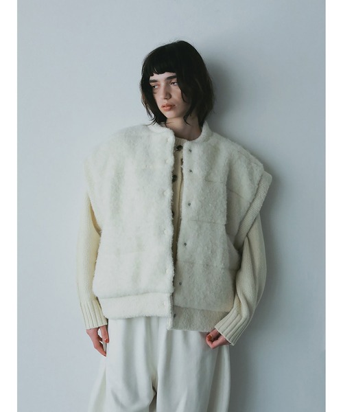 HER. ブルゾン アウター アルパカブレンド中綿ニットベスト レディース