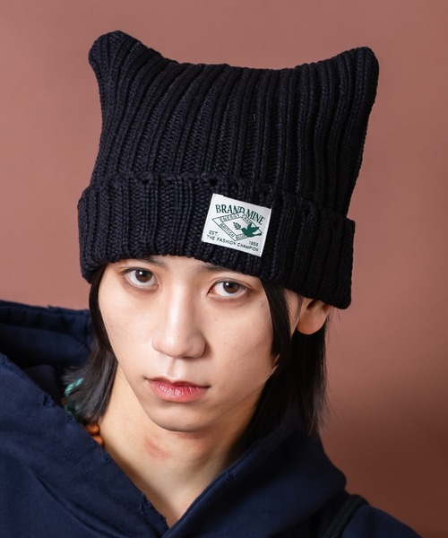 ankoROCK ニット帽 ニットキャップ an meets zakka ネコ耳ロゴラベル