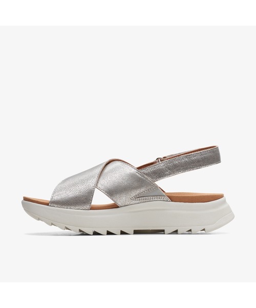 「Clarks」 フラットサンダル - シルバー レディース_画像4