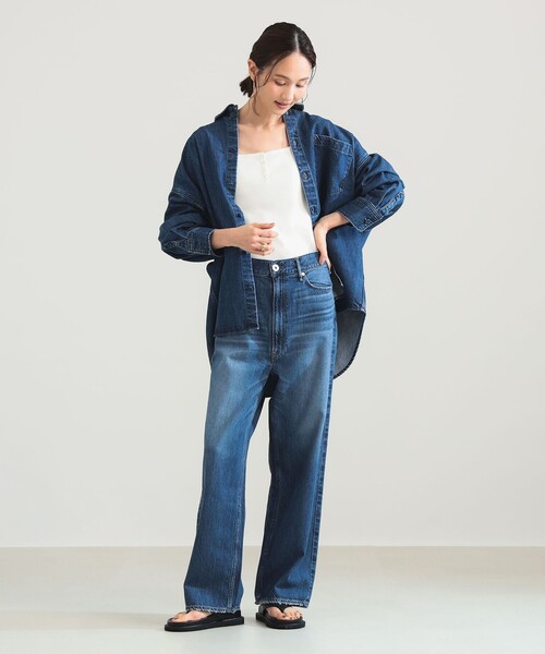 アッパーハイツ★オーバーサイズ デニムシャツ ドロップショルダー ウォッシュド upperhights（アッパーハイツ） ブラウス シャツ 「別注」upper hights