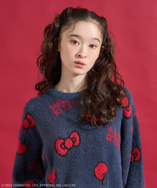 大人気♡ハローキティ オーバーサイズ シャギーニット♡ FREAK'S STORE｜「HELLO KITTY」 シャギー リボン 総柄 ニット 25AW