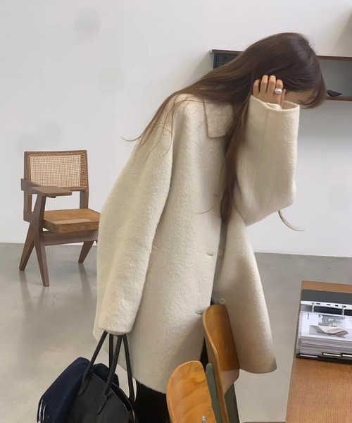 コート チェスターコート ウールライクステンカラーコート レディース