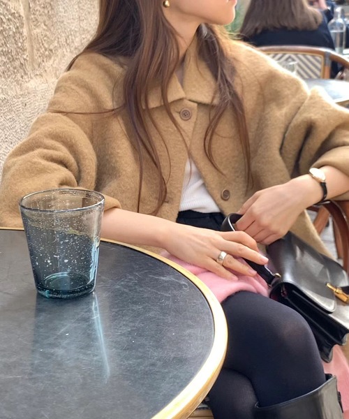 コート チェスターコート ウールライクステンカラーコート レディース