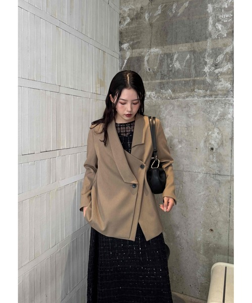LE'RURE ジャケット テーラードジャケット Irregular collar design