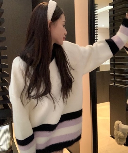 「DIAVEL」 長袖ニット M ホワイト レディース_画像4