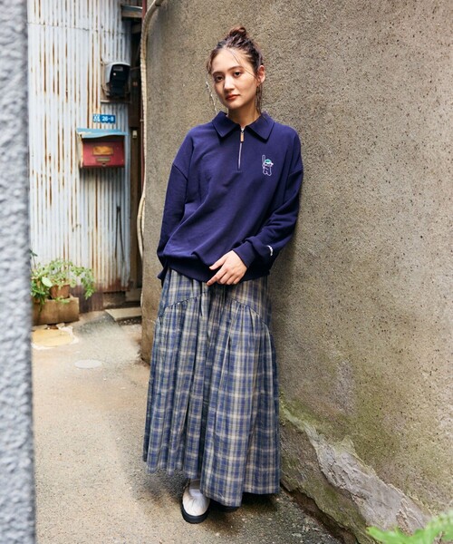 FREAK'S STORE（フリークスストア） フレアスカート フリ- ネイビー