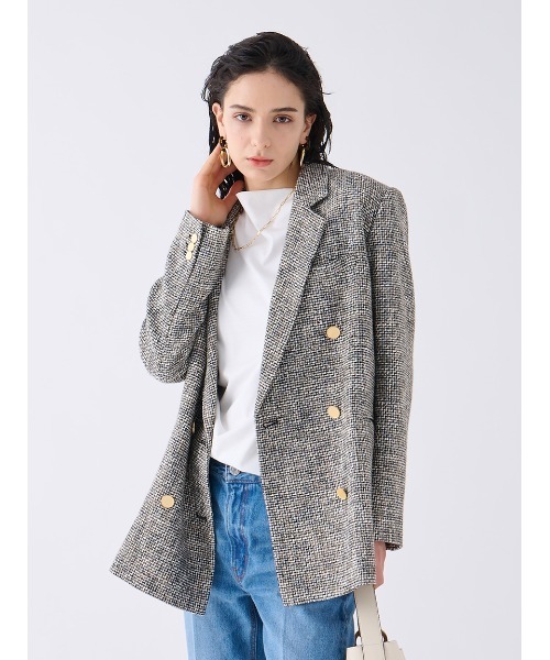 【タグ付き】ミラオーウェン　テーラードジャケット　ツイード　ジャケット Mila Owen（ミラオーウェン） テーラードジャケット 0 ベージュ