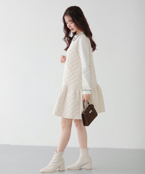 Fit more（フィットモア） ジャンパースカート ベロアキルティング