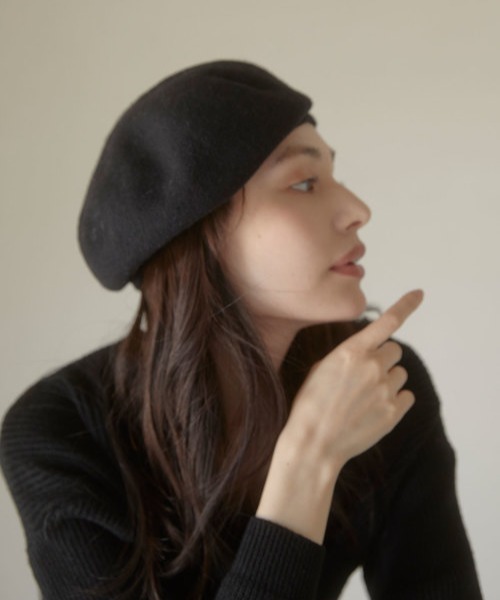 「ACYM」 ベレー帽 FREE ブラック レディース_画像5