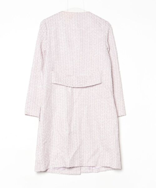 レッセパッセ　リボンティペット付ノーカラーコート　ピンク系　Mサイズ　アンゴラ混 レッセパッセ リボンティペット付ノーカラーコート ピンク系 Mサイズ