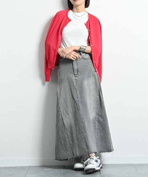 「actuel」 ニットカーディガン FREE レッド レディース_画像5