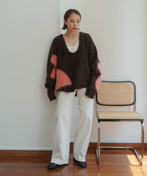 クヌースマーフ Knuth Marf accent mohair cardigan （キャメル 