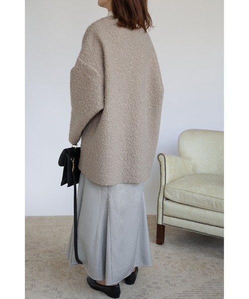 「&. NOSTALGIA」 ノーカラージャケット FREE カーキ レディース_画像5