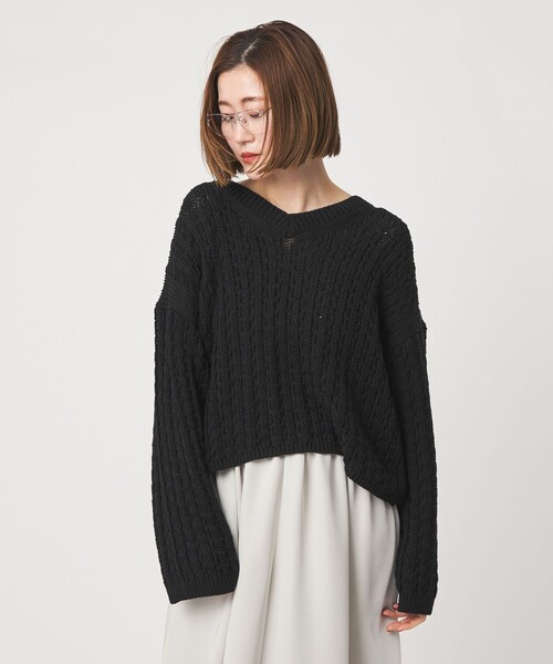 conte ニット セーター 「conte」コットンシルク ケーブルニット