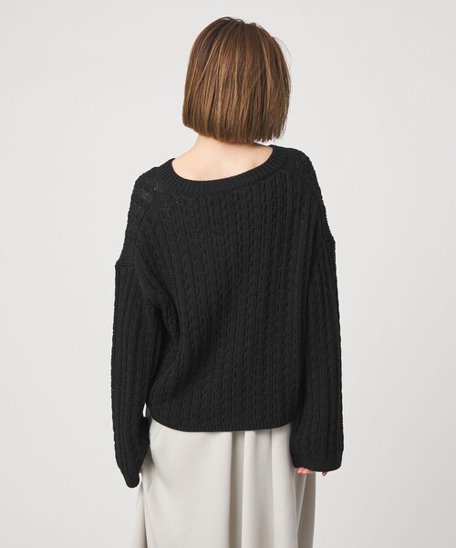 conte ニット セーター 「conte」コットンシルク ケーブルニット