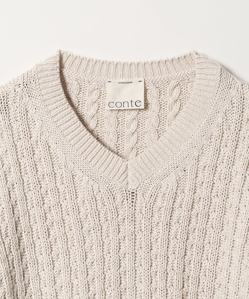 conte ニット セーター 「conte」コットンシルク ケーブルニット