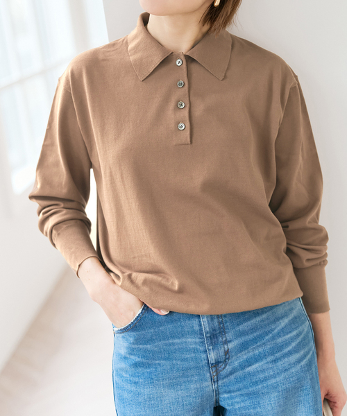 Spick＆Span Emil cotoni ポロシャツニット ピンク Emil cotoni ポロシャツニット（ニット／セーター）｜Spick & Span