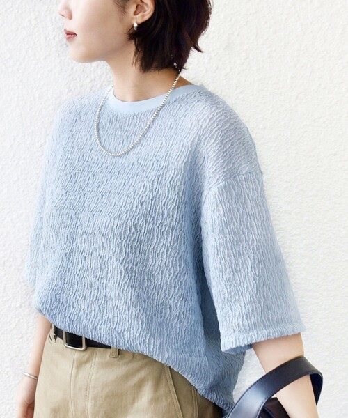 新品　シップス レディース　トップス　カットソー　プルオーバー　Tシャツ ブルー SHIPS - 新品 シップス レディース トップス カットソー プルオーバー