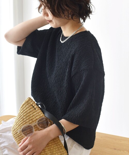 SHIPS（シップス） tシャツ 「手洗い可能」ランダムブルーゼ 5分袖