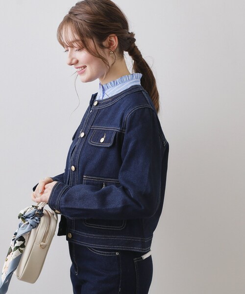 未使用 LOUISVUITTON デニム ノーカラージャケット 40 中古・古着通販】LOUIS VUITTON (ルイ ヴィトン) ノーカラー デニム