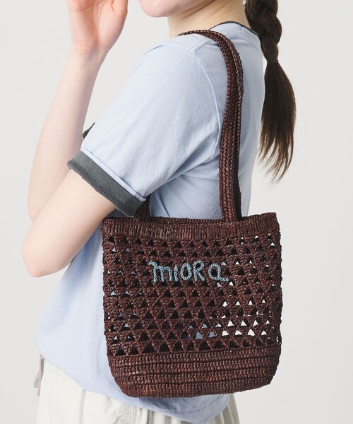かごバッグ カゴバッグ 「別注」「MIORA」ラフィア ロゴ トートバッグ