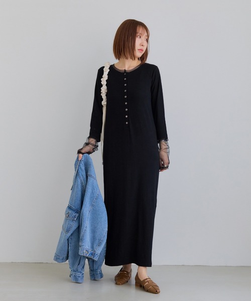 VIS（ビス） ワンピース 「WEB限定」チュールレイヤード風ワンピース