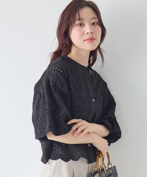 le.coeur blanc（ルクールブラン） ブラウス シャツ カットワーク刺繍