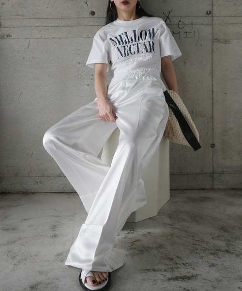 Ameri（アメリ） tシャツ 半袖 MEDI SHIRRING CONCEPT TEE レディース