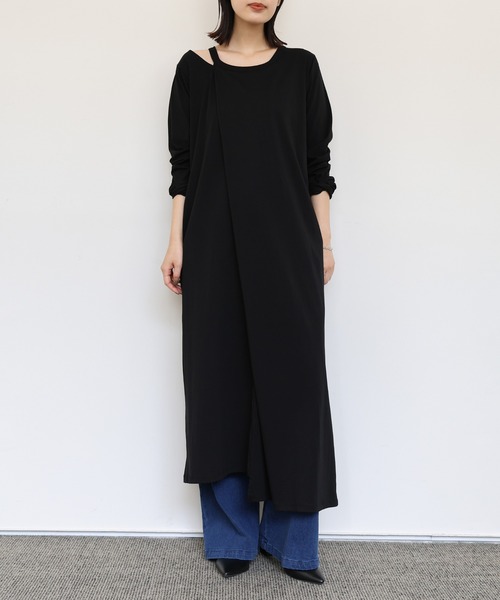 「select MOCA Et」 長袖ワンピース MEDIUM ブラック レディース_画像4