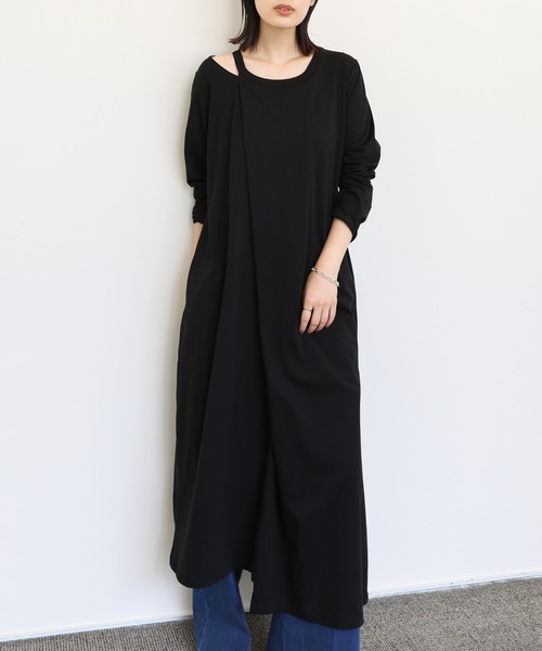「select MOCA Et」 長袖ワンピース MEDIUM ブラック レディース_画像5