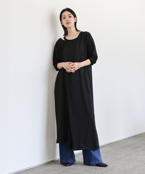 「select MOCA Et」 長袖ワンピース MEDIUM ブラック レディース_画像6