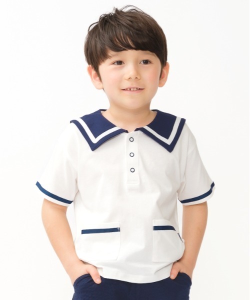 moujonjon（ムージョンジョン） ポロシャツ セーラー衿半袖Tシャツ