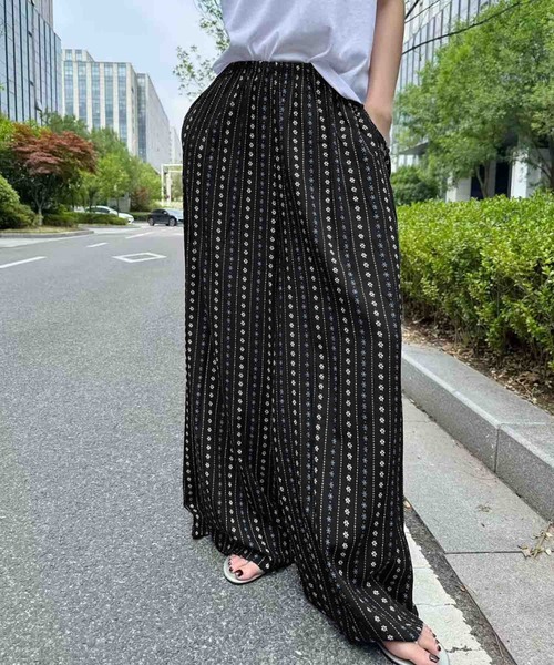 LOWO ワイドパンツ パンツ レオパード柄から花柄まで！柄アソート